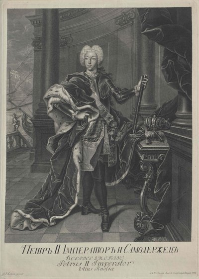 Porträt von Peter II., graviert von Christian Albrecht Wortmann, 1729 von Johann Paul Luedden